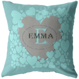 TURQUOISE HEART PERSONALIZE PILLOW
