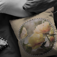 Personalize-Flower Pillow (Vintage Tan)
